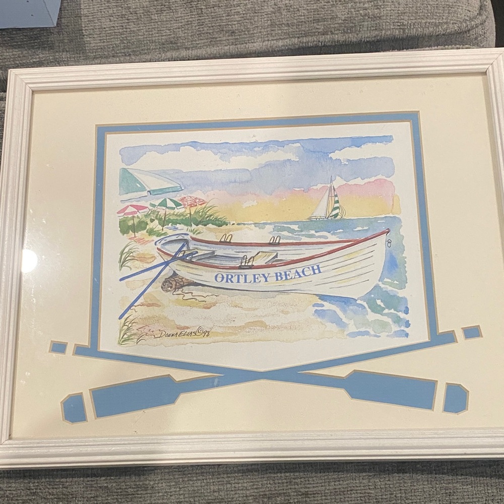Ortley Beach Framed Art with Oars